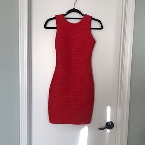 Very flattering red bodycon dress